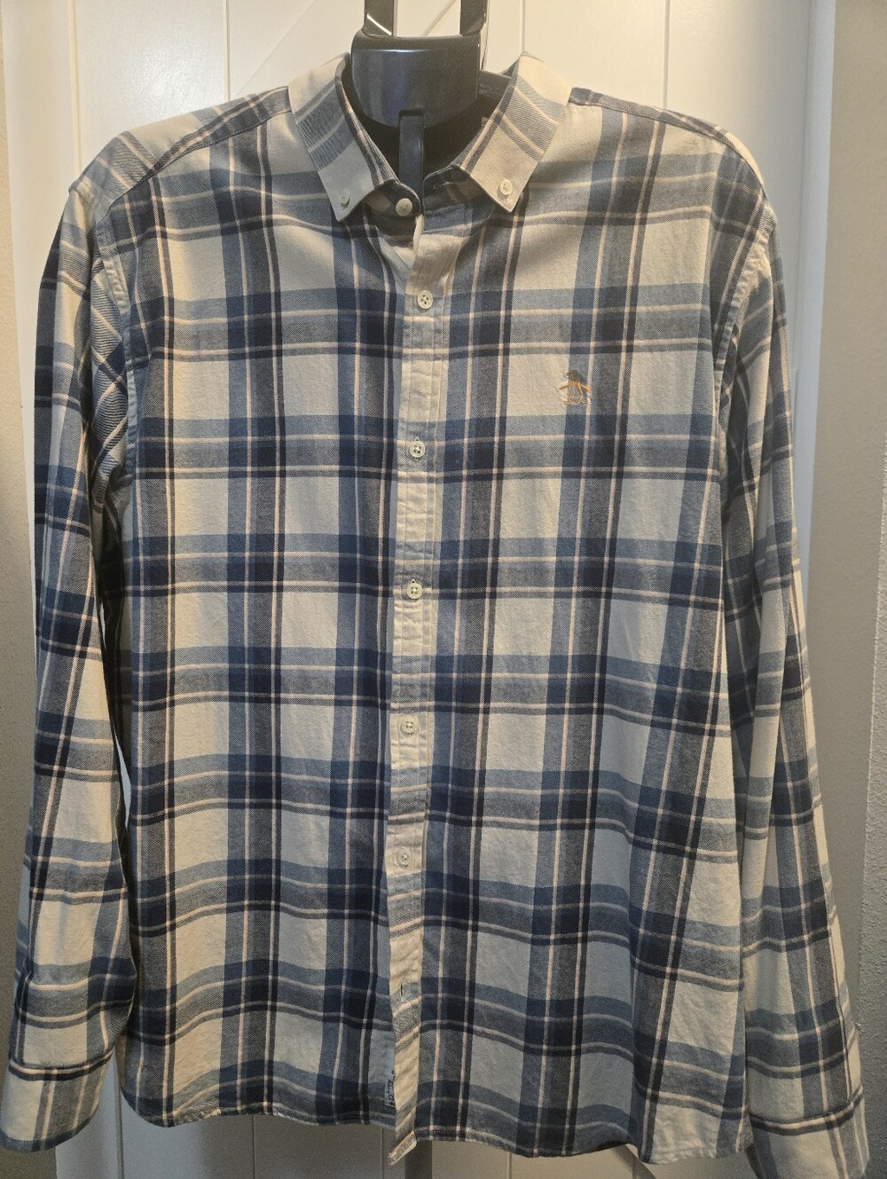 ORIGINAL PENGUIN Light Flannel Button Down Plaid Shirt - XL - Classic Casual